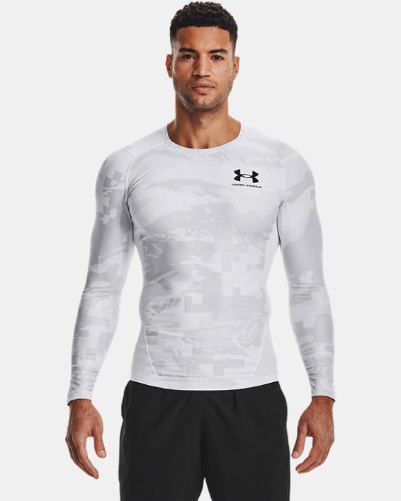 Men's UA Iso-Chill Compression Printed Long Sleeve, White, pdpMainDesktop image number 1